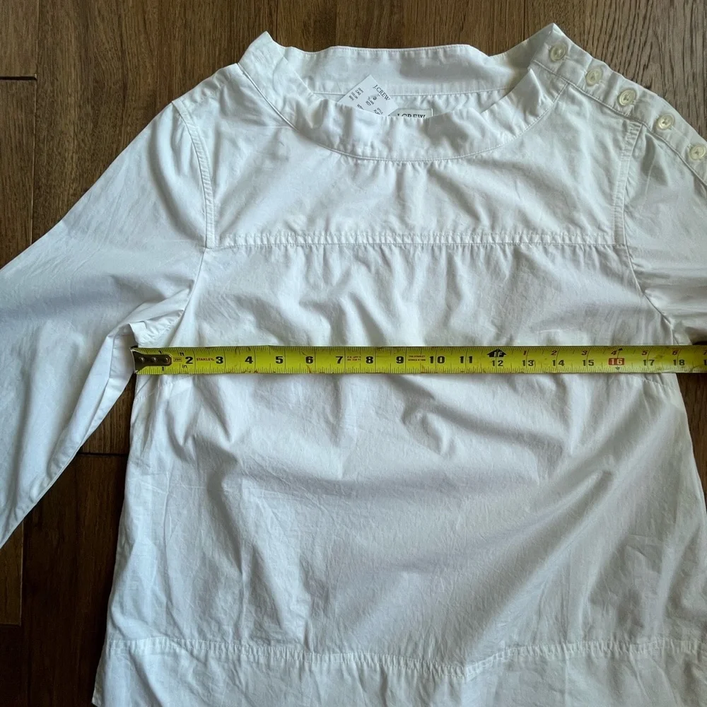 NWT J. Crew Poplin Cotton Funnelneck White Blouse‎ Women’s Sz 4 Fishercore Boho